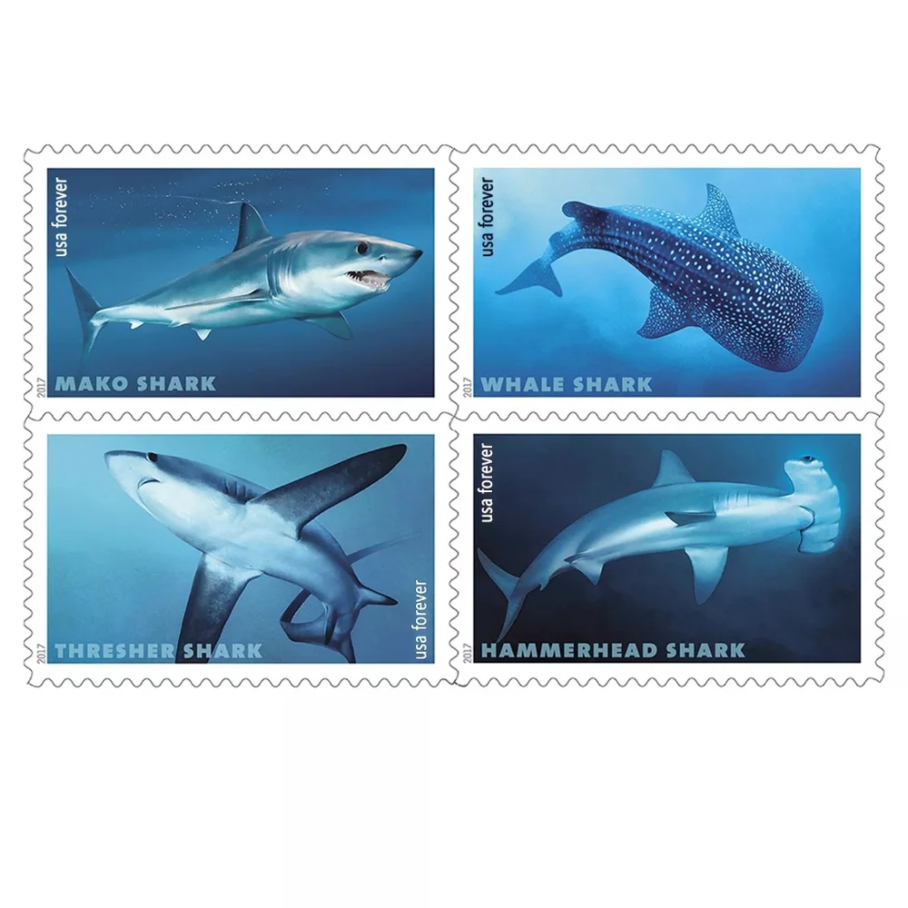 100 Sharks 2017 Forever Postage‎ Stamps USPS Postal Shark Bachelor Wedding Party